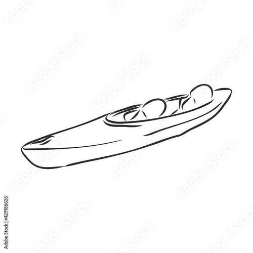 kayak vector sketch on a white background