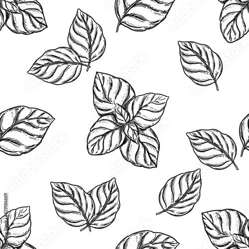 Hand drawn seamless pattern black and white of blossom dogrose flower, currant, plant, leaf. Vector illustration. Elements in graphic style label, sticker, menu, package.