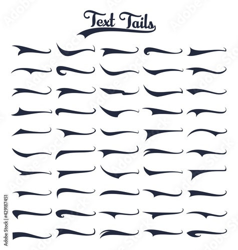 Set Of Text Tail Typography Elements