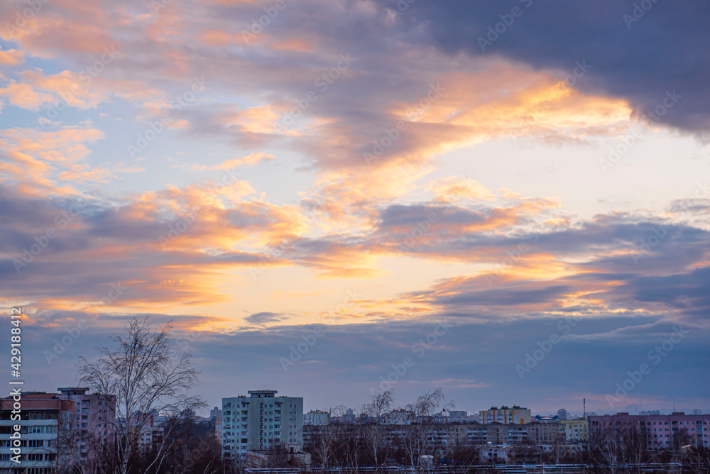 sunset over the city