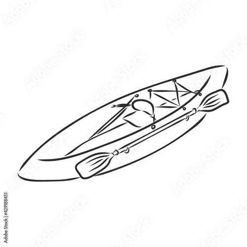kayak vector sketch on a white background