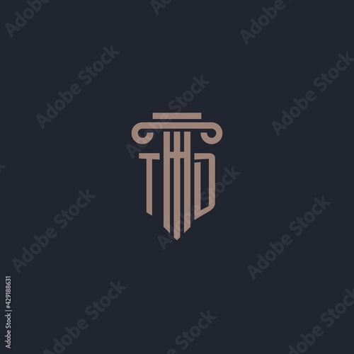 TD initial logo monogram with pillar style design for law firm and justice company