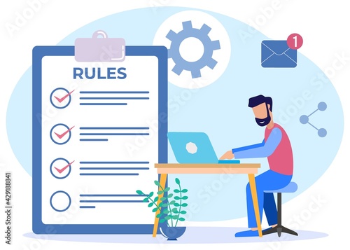 Illustration vector graphic cartoon character of list of rules