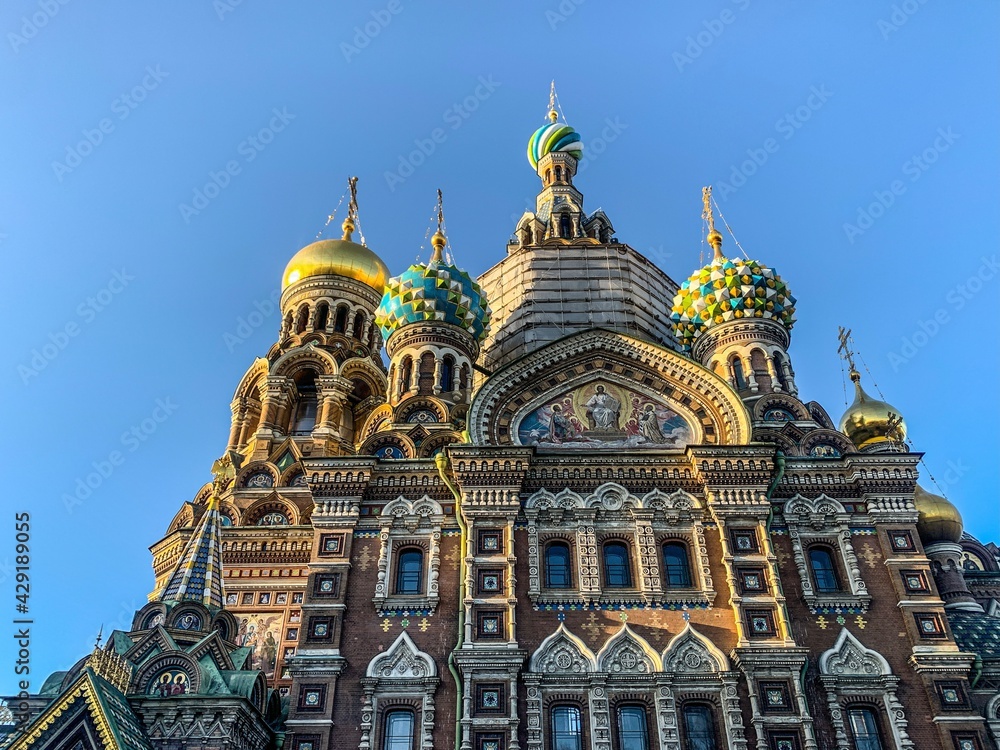 Famous Russian orthodox church in the blue sky background