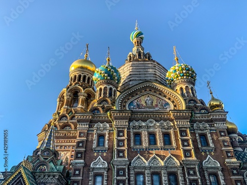 Famous Russian orthodox church in the blue sky background © Oksana