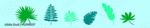 set of palm leaf cartoon icon design template with various models. vector illustration isolated on blue background