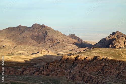 Morning lights on the mountains near the ancient city of Petra