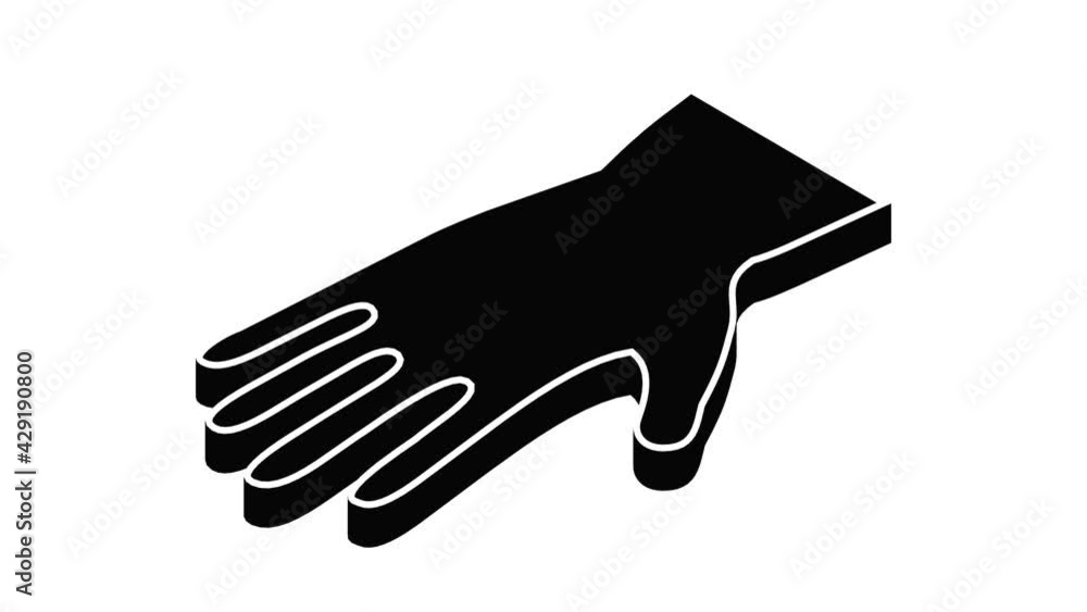 Welding gloves icon animation isometric black object on white background