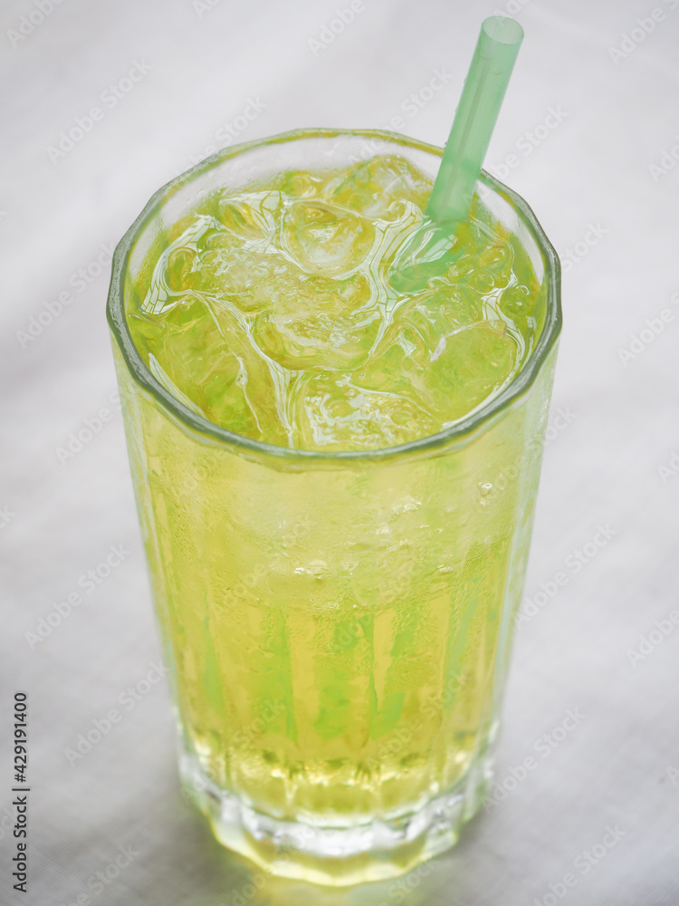 chrysanthemum tea served with ice in glass chrysanthemum tea served with ice in glass