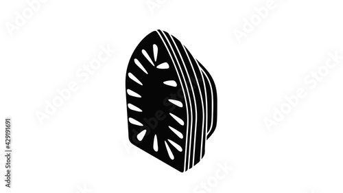 Iron icon animation isometric black object on white background photo