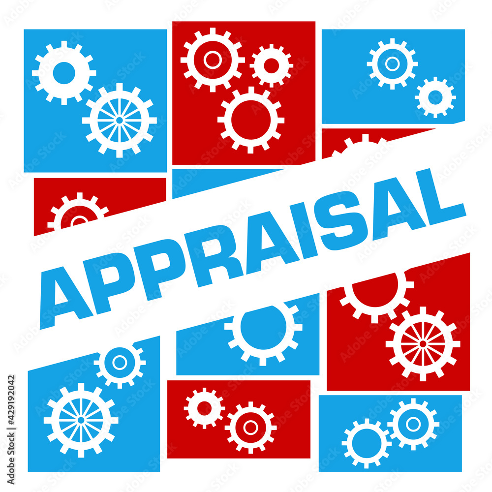 Appraisal Blue Red Gears Grid Badge Style 