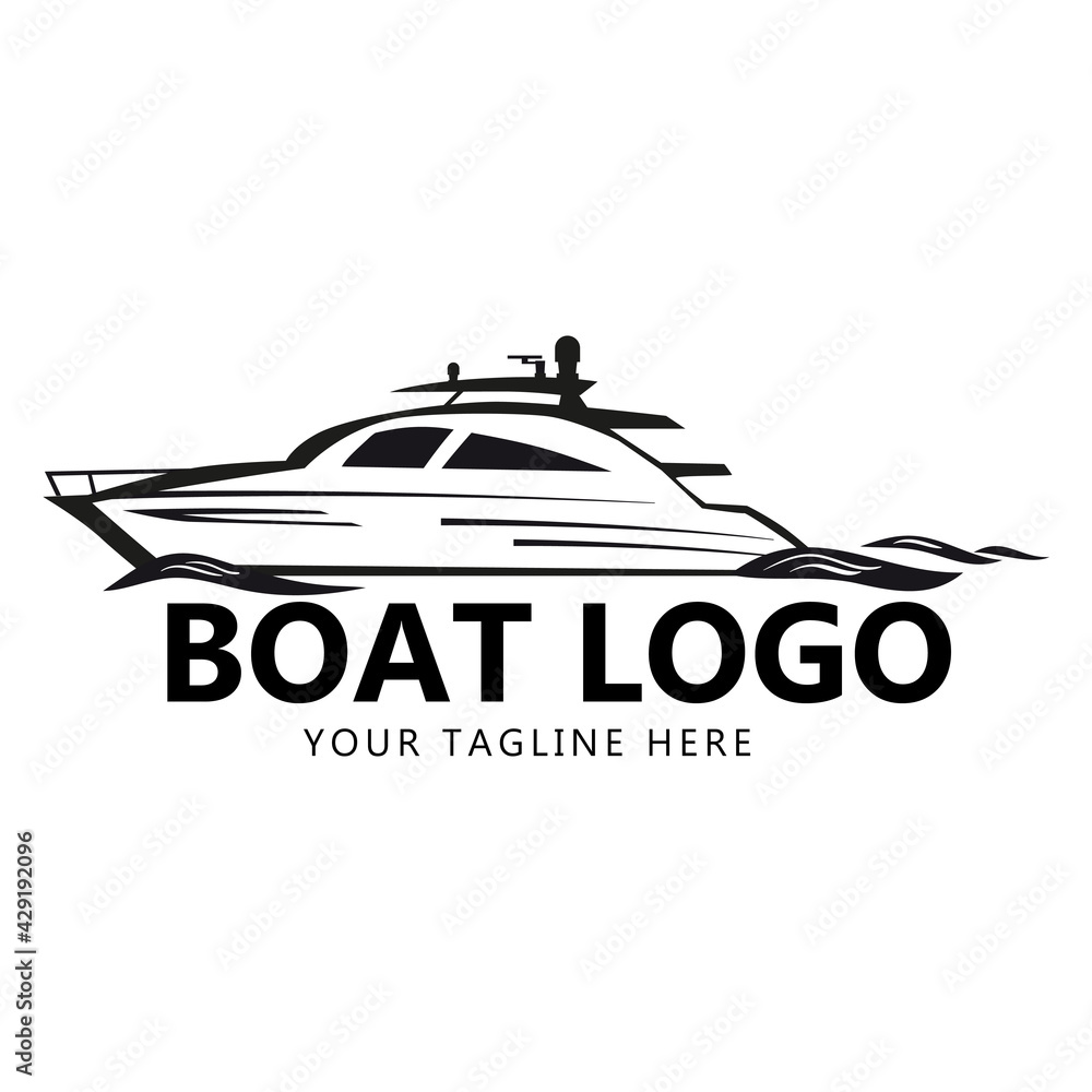 Speed Boat Logo design temlate, boat, yacht, waves. Icon brand for identife for business. Vector illustration