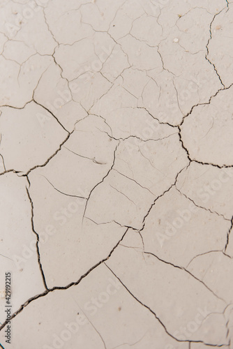 Dried cracked earth soil ground texture background. Mosaic pattern of sunny dried earth soil