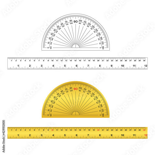 PROTRACTOR - RULER (Prepositionally scaled) - vector