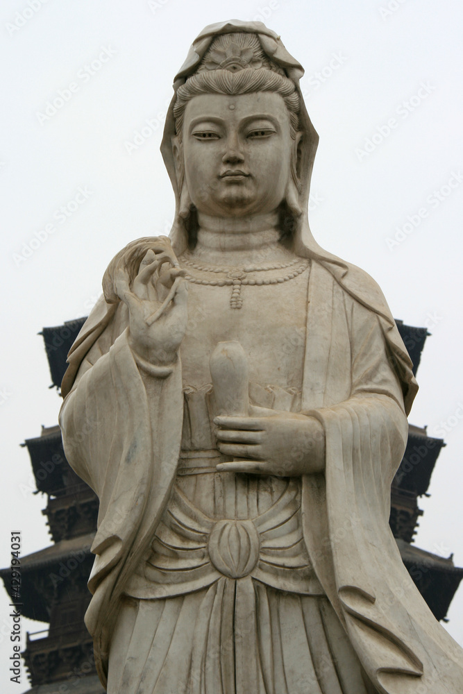 statue of a goddess at fogong temple in yingxian in china 