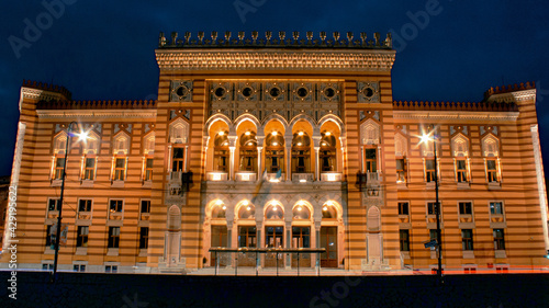 Sarajevo City Hall(Vijecnica) during the night