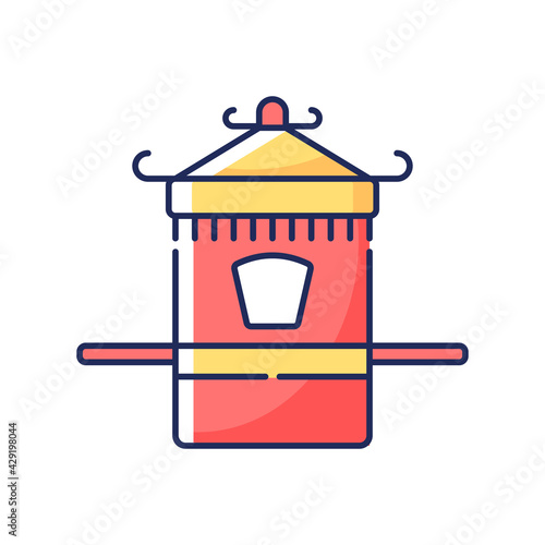 Chinese sedan chair RGB color icon. Traditional wedding ceremony. Ancient vehicle for transportation. Eastern folk item. Asian culture. Oriental history. Isolated vector illustration