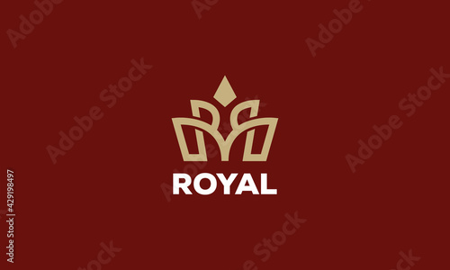 Elegant Luxury Monogram Initials R With Crown logo design