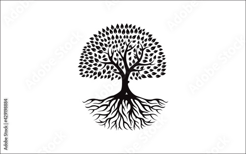 Creative vector graphic of life tree with root vector logo design template