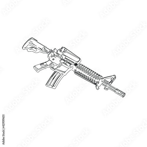 Illustration Vector graphic of assault rifle 