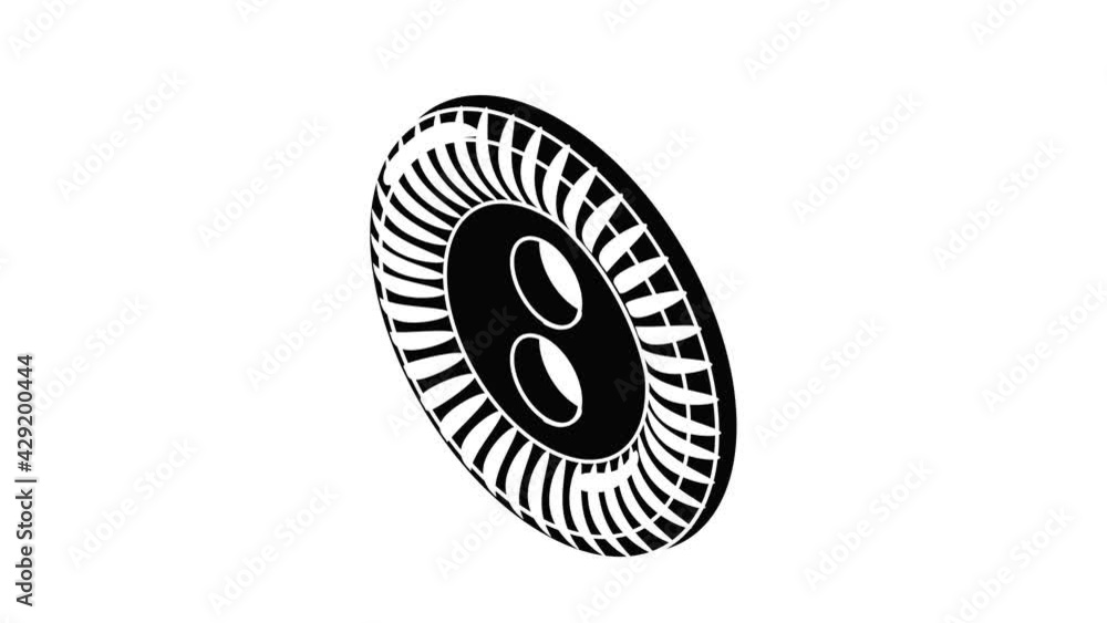 Flower clothes button icon animation isometric black object on white background Flower clothes button icon animation isometric black object on white background