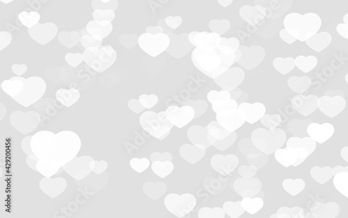 Valentine day white hearts on gray background.