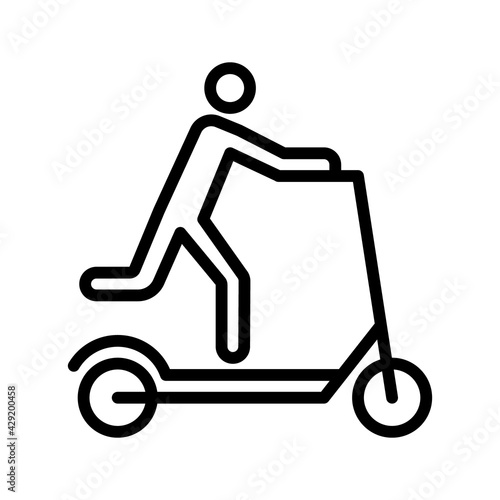 Kick scooter and electric scooter flat line icon. Rental, mobile app, eco transport simple vector illustration. Outline sign for mobile concept and web design, store, logo