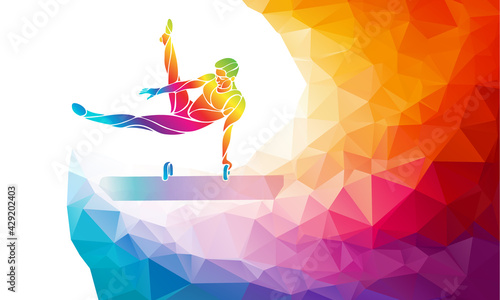 Pommel horse male gymnast in artistic gymnastics vector