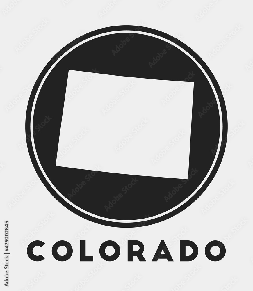 Colorado icon. Round logo with US state map and title. Stylish Colorado badge with map. Vector illustration. Colorado icon. Round logo with US state map and title. Stylish Colorado badge with map. Vector illustration.