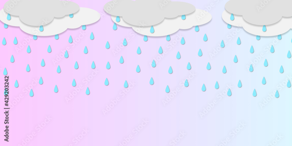 illustration of a background with clouds and raindrops