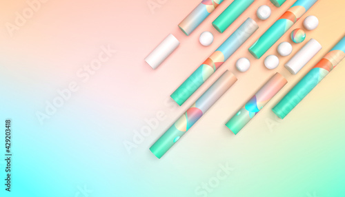 Modern trendy background in pastel colors for smartphones  websites and desktops 3D illustration.  