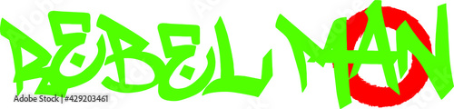rebel man green logo lettering