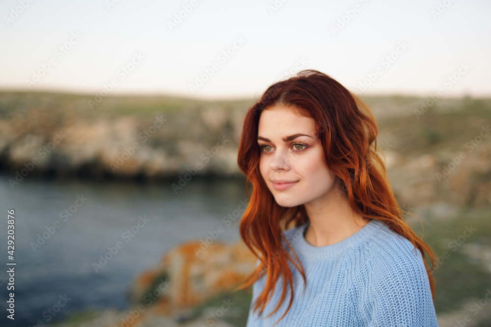 woman outdoors admiring nature freedom travel landscape