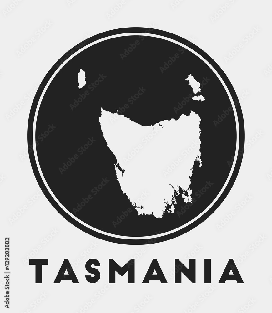 Tasmania icon. Round logo with island map and title. Stylish Tasmania