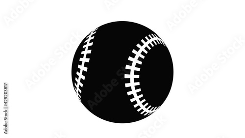 Baseball icon animation isometric black object on white background