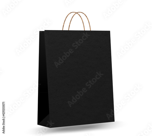 Shopping bag mockups. Paper package isolated on white background. Realistic mockup of craft paper bags.