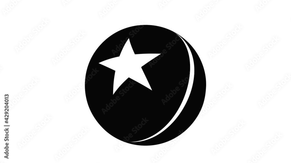Glossy star ball icon animation isometric black object on white background Glossy star ball icon animation isometric black object on white background
