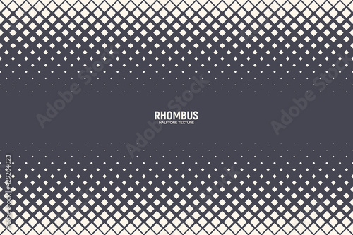 Halftone Rhombus Pattern Border Vector Abstract Geometric Technology Background. Retro Colored Half Tone Squares Texture. Minimal Style Dynamic Tech Wallpaper