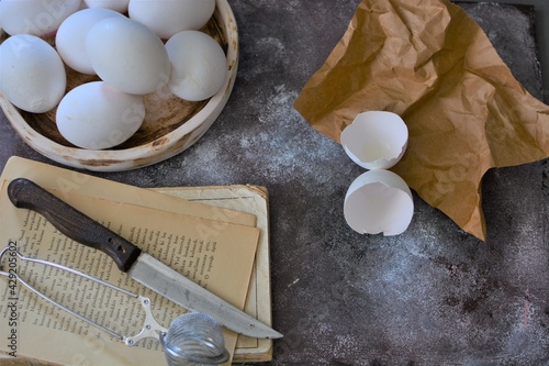 eggs and flour on the table