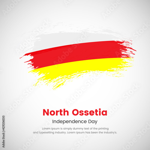Brush painted grunge flag of North Ossetia country. Independence day of North Ossetia. Abstract elegant painted grunge brush flag background.