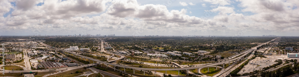 Aerial panorama Miami Golden Glades Interchange highways Miami FL