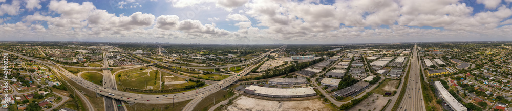Aerial panorama Miami Golden Glades Interchange Miami FL