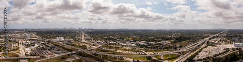Aerial panorama Miami Golden Glades Interchange highways Miami FL