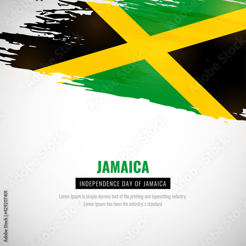 Happy independence day of Jamaica with brush style watercolor country flag background