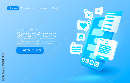 Mobile email message, chat internet, web site banner design. Vector