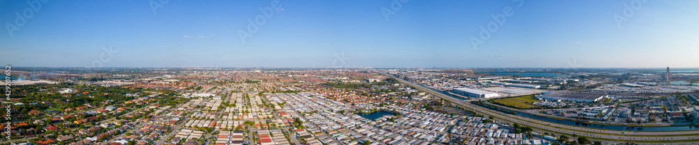 Aerial panorama Hialeah Gardens Miami Dade Florida USA