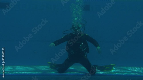 Wallpaper Mural Professional Diver Portrait with Full Equipment Underwater  Torontodigital.ca