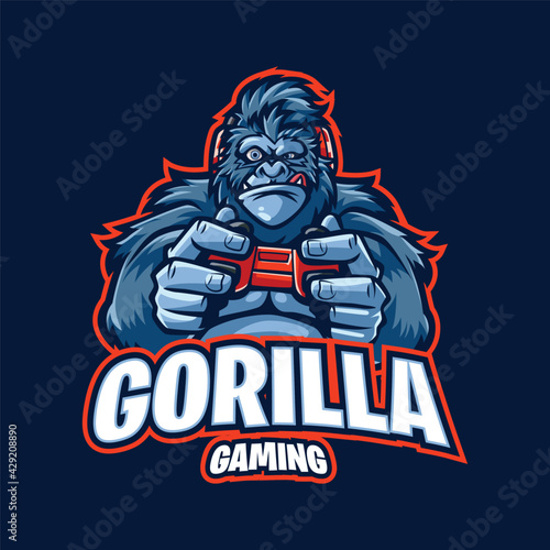 Gorilla gaming mascot logo illustration