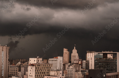 storm clouds over city