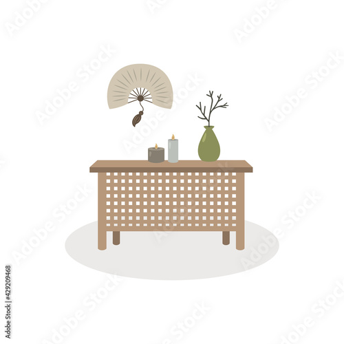 vector illustration of a japandi design interior
